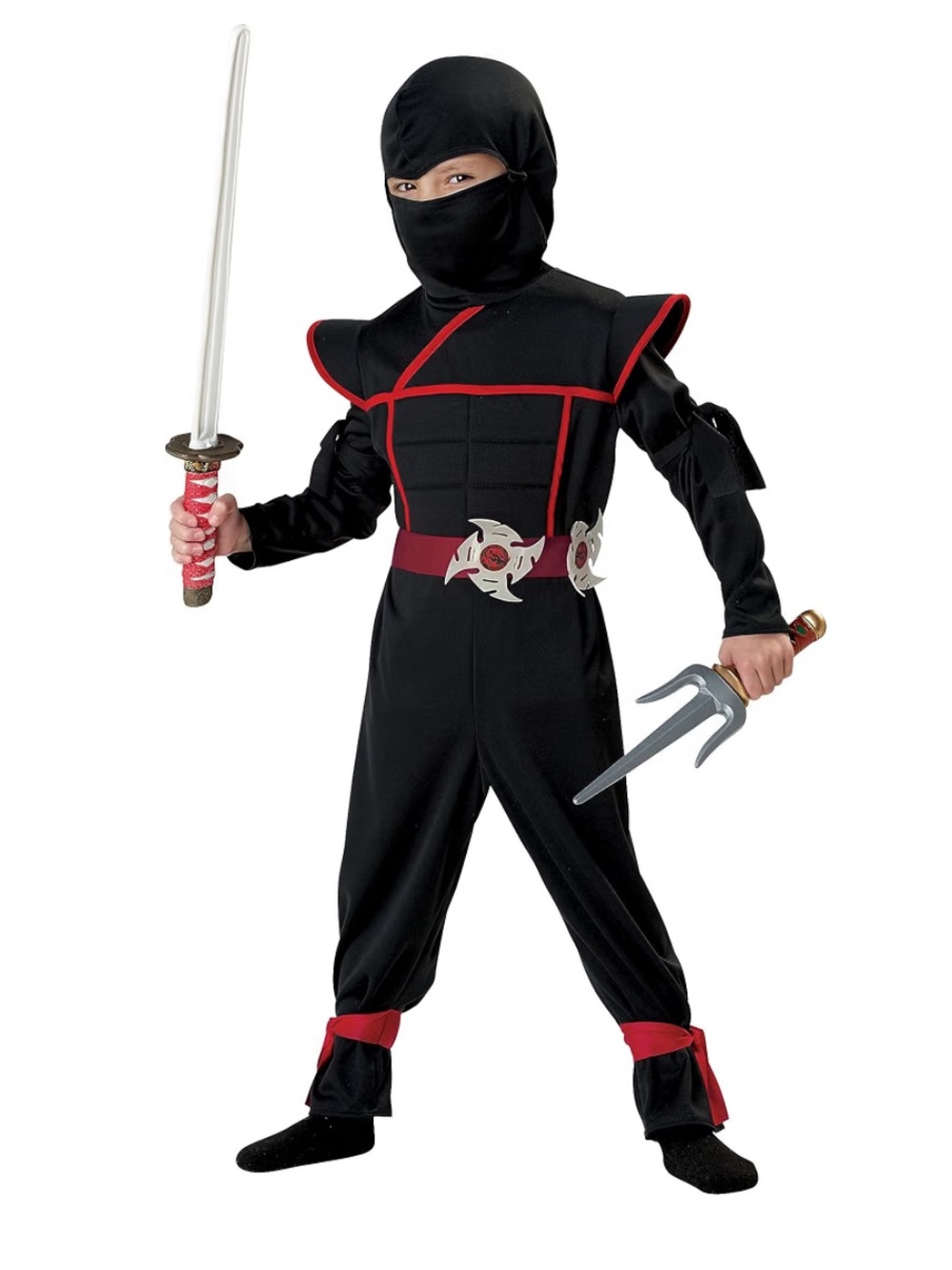 California Costumes Black and Red Ninja Outfit for Kids size 3-4